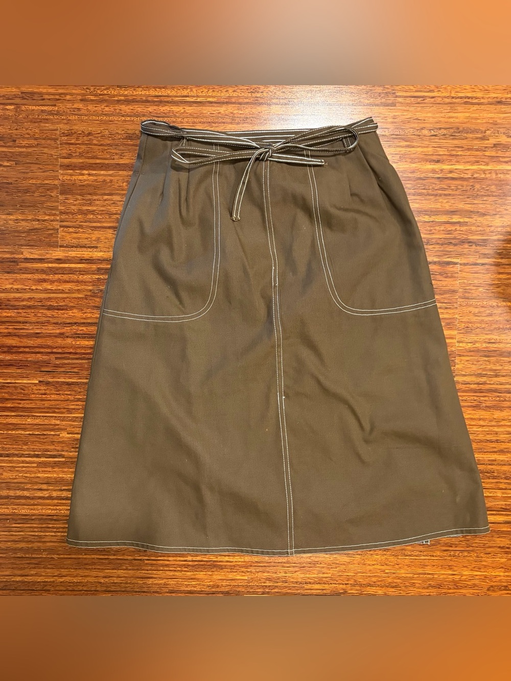 Vintage 70s Mantesso Japanese Twill Utility Midi Skirt US Small Japan size 14